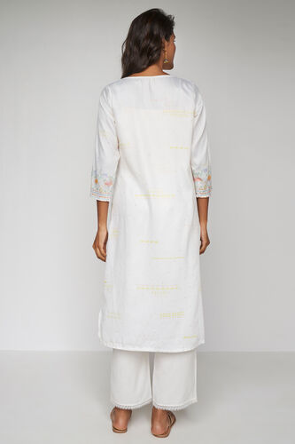 White Abstract Kurta, White, image 4